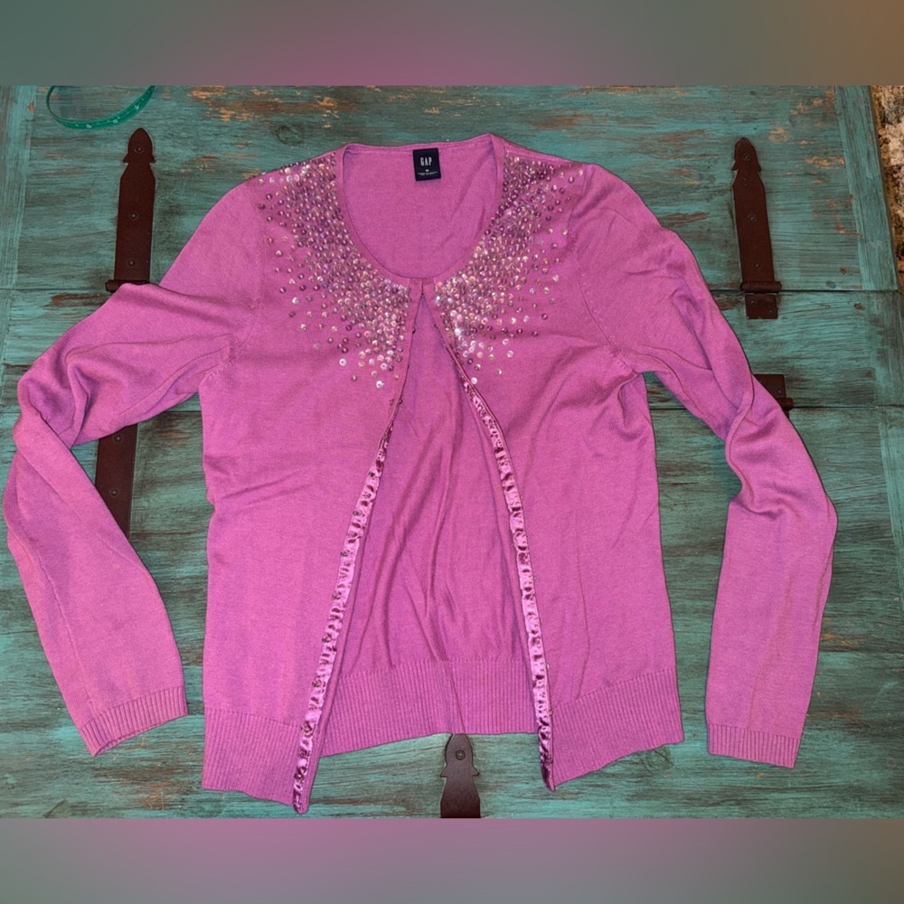 Gap Purple (light plum) Sequin Embellished Cardigan Size Medium